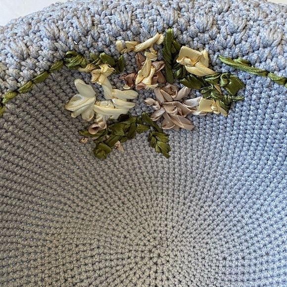 Grey Crocheted Floral Wide Brim Hat main image 16